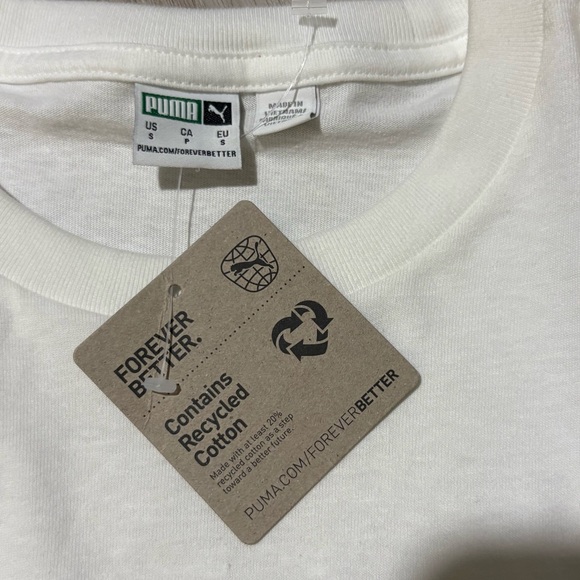 Puma Long Sleeve Classics Play Paris White Shirt Recycled Cotton Small NWT - Picture 5 of 5